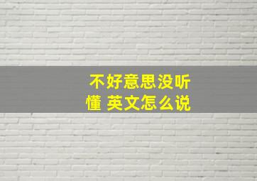 不好意思没听懂 英文怎么说